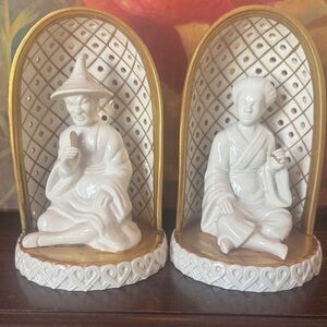 Porcelain Figurine Set with Gold Trim